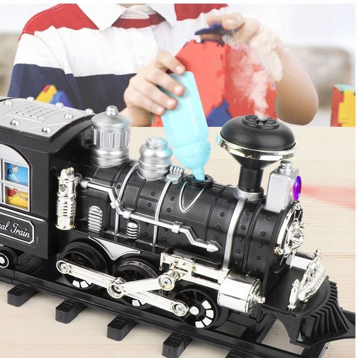 Kolejka Parowa Elektryczna Z Dymem Lokomotywa Tory 5m + Wagony Pociąg