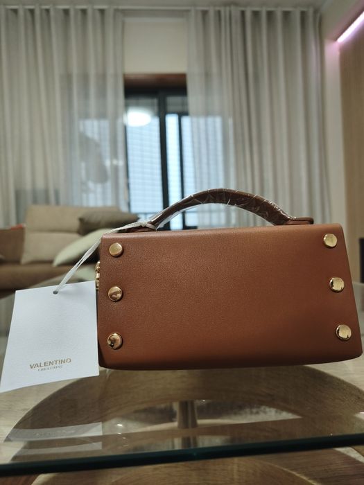Mala Valentino Creations Mini em Pele – Castanho Caramelo