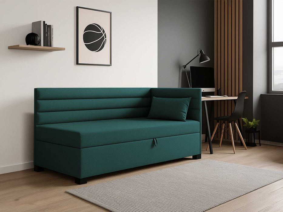 Łóżko młodzieżowe narożne Nela tapczan kanapa sofa z pojemnikiem