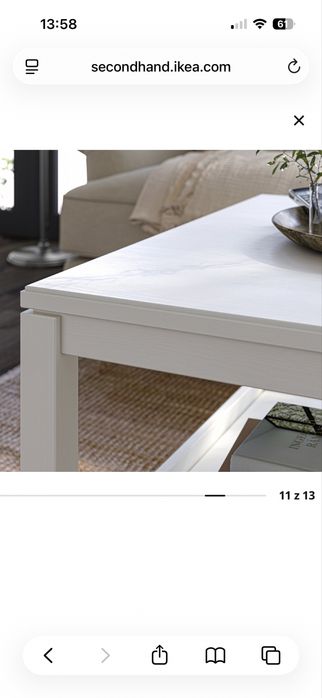 IKEA HAVSTA – biały stolik kawowy 100×75 cm – lite drewno