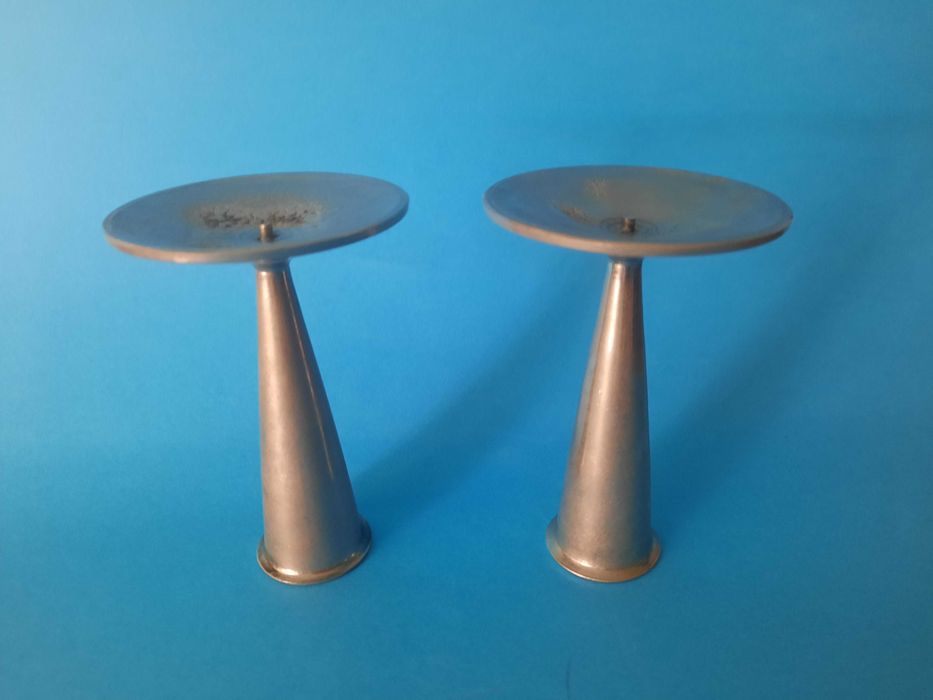 metalowe świeczniki- komplet 2 szt.- vintage