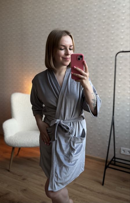 Велюровий халат з поясом