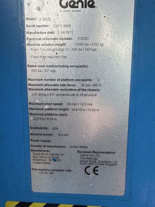 Plataforma articulada diesel  12mt (usada)