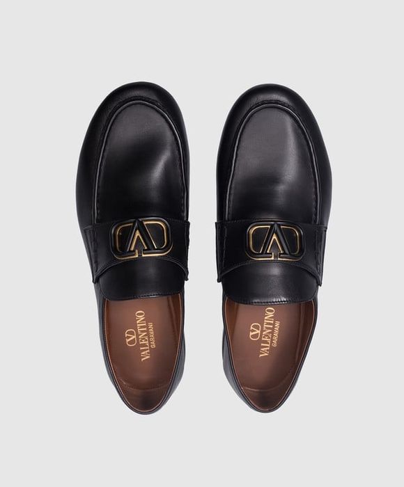 VALENTINO Чорні шкіряні лофери VLogo Signature