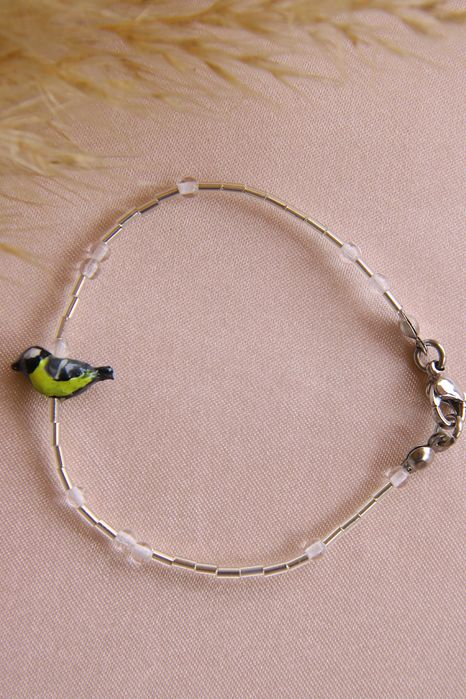 Bransoletka z sikorką bogatką | rękodzieło, handmade