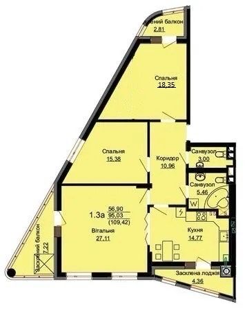 3-кімнатна квартира за адресою вул. Антоненка-Давидовича (площа 108 м²) - Atlanta.ua - фото 2