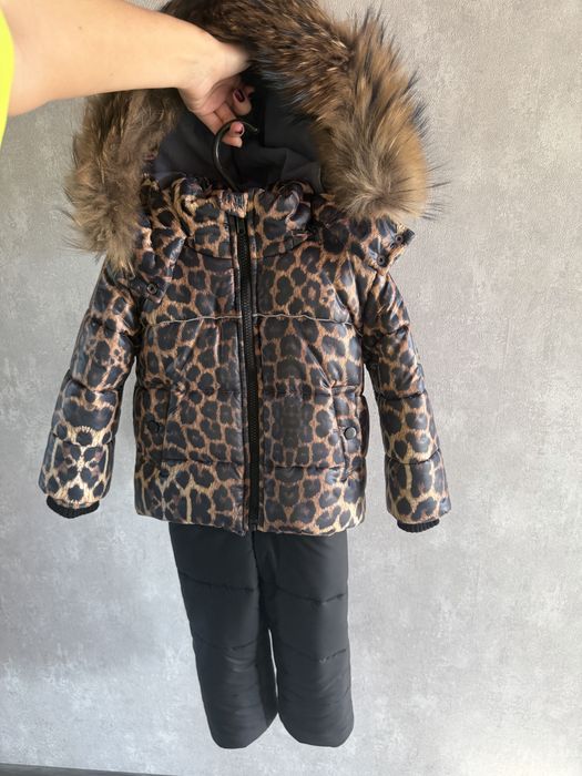 Комбінезон зимовий дитячий роздільний BEWARM Umka Leopard-black, розмір 80-86