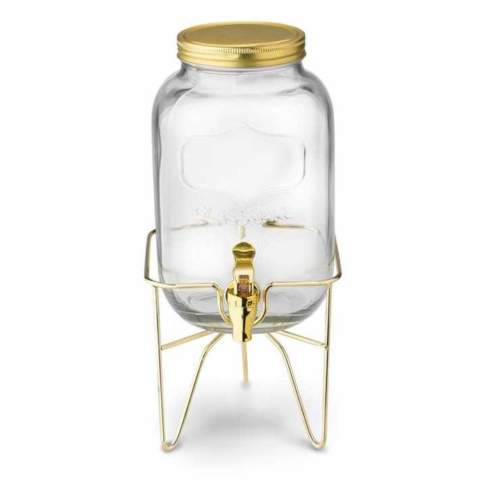 Słoik z kranikiem i stojakiem Tadar Gold 4 l Stylowy, Elegancki