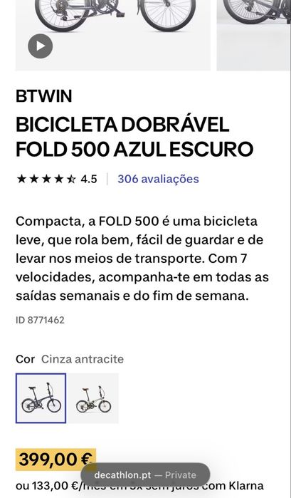 Bicicleta dobravel 500 decatlhon