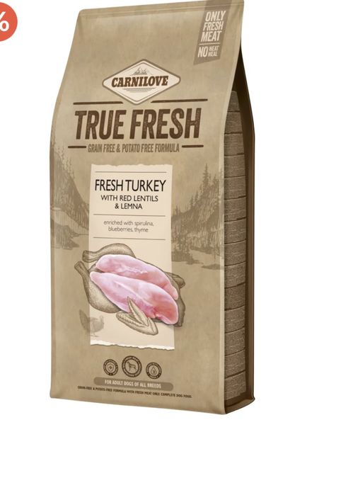 корм собак Carnilove True Fresh Turkey  Adult dogs індичк 4 кг  11.4 кг