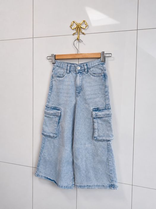 Sinsay spodnie jeans cargo culotte 116 dziewczynka