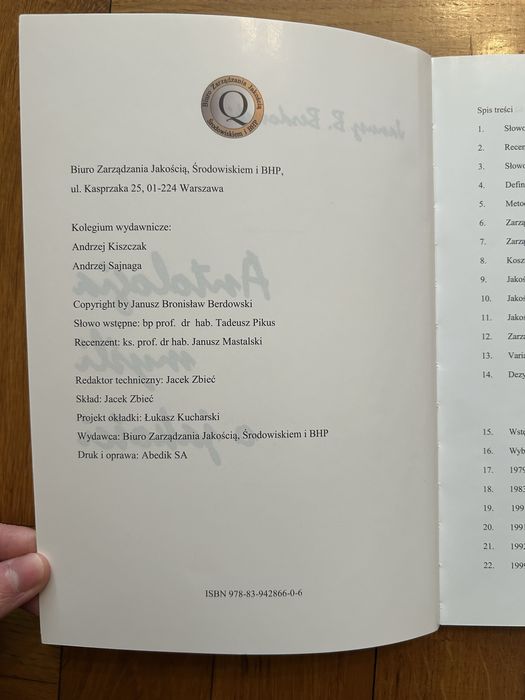 Janusz Bronisław Berdowski Antologia myśli o jakosci