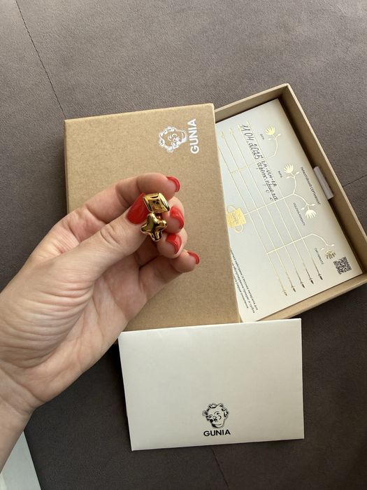 Gunia Сережки та кільце, комплект Придане срібло з позолотою