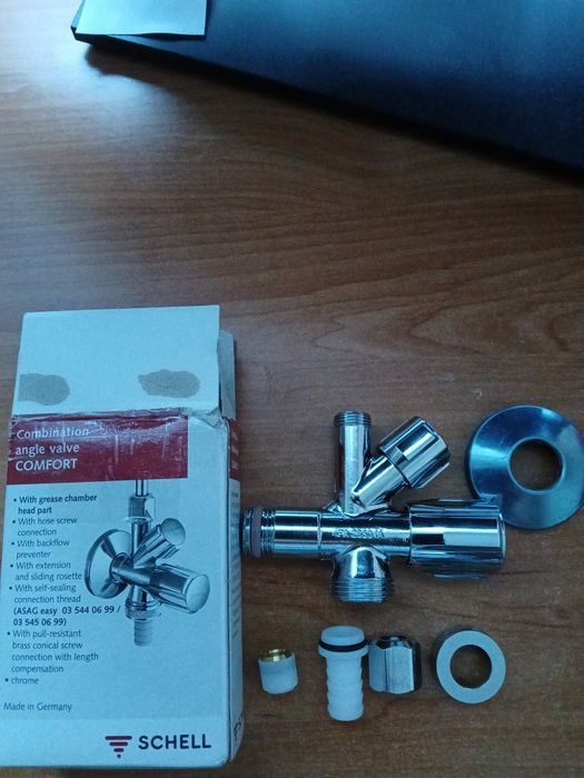 Zawór kątowy kombinowany Schell Comfort 1/2-3/8-3/4 z ASAG