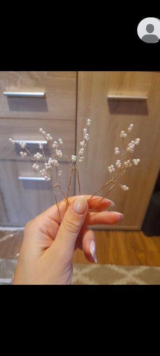 Ozdoby ślubne do włosów perełki gałązki złote