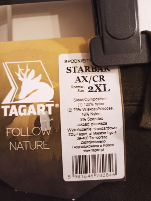Spodnie tagart starbak ax/cr 2 xl spandex, myśliwi, wędkarze, rolnicy