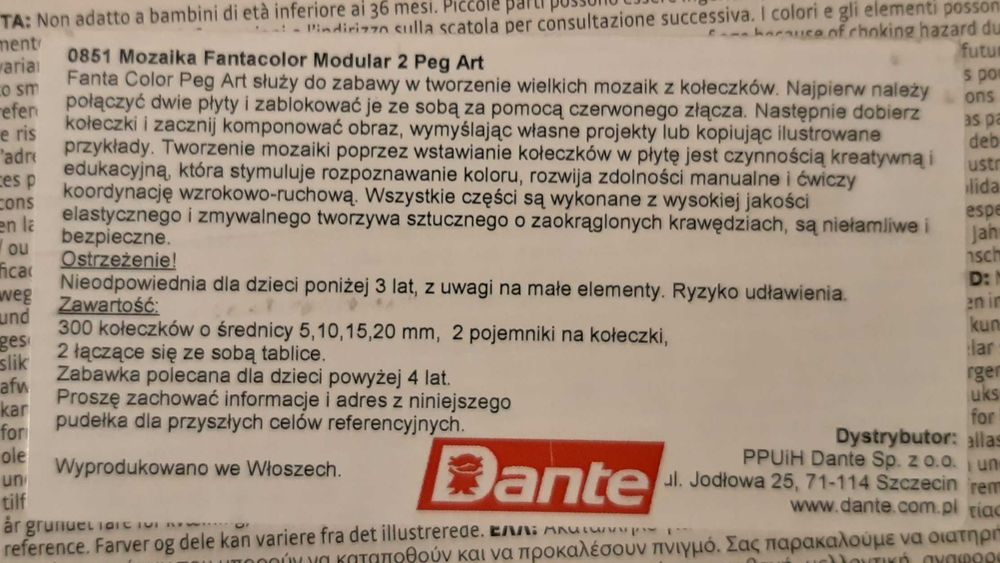 Quercetti Fanta Color MEGA 300 pinów modular 2 UKŁADANKA piny