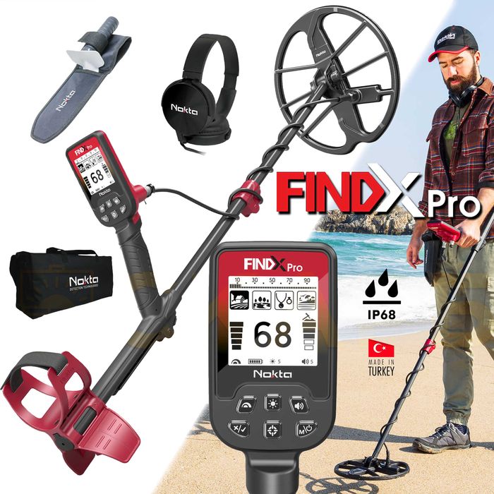 Металошукач Nokta FindX Pro. Разом з сумкою, лопаткою та навушниками. Водостійки, простий, надійний металодетектор Нокта