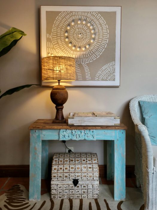 aparador, consola, mesa, azul, talha, rustico