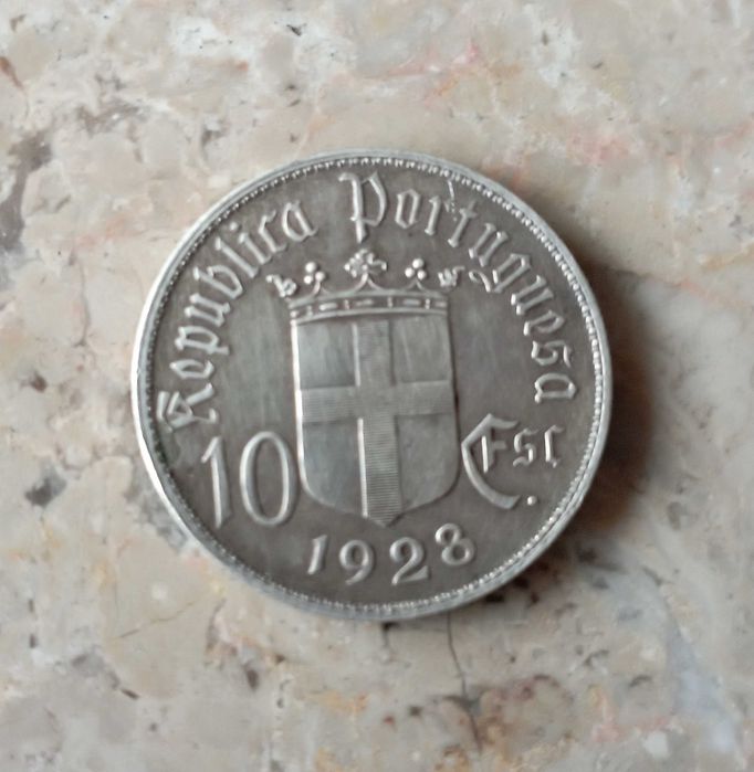 Moeda 10 escudos 1928, o cavalinho, em prata