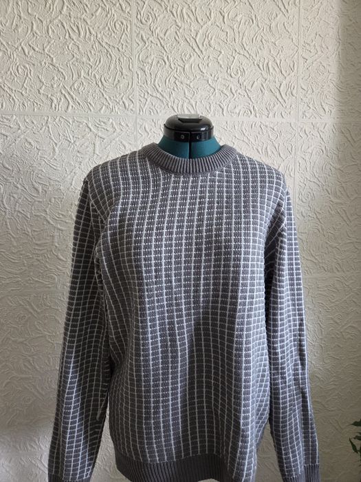 Sweter szary Primark w prostokąty długi