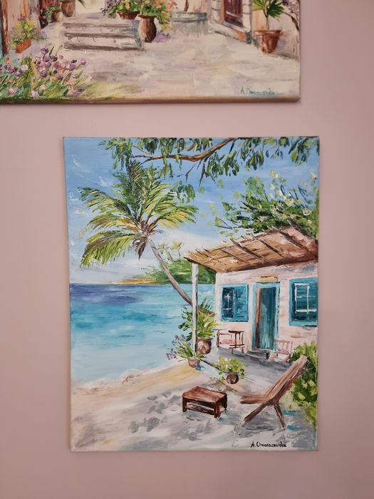 Obraz olejny "Rajska plaża" ręcznie malowany 40 x50 cm
