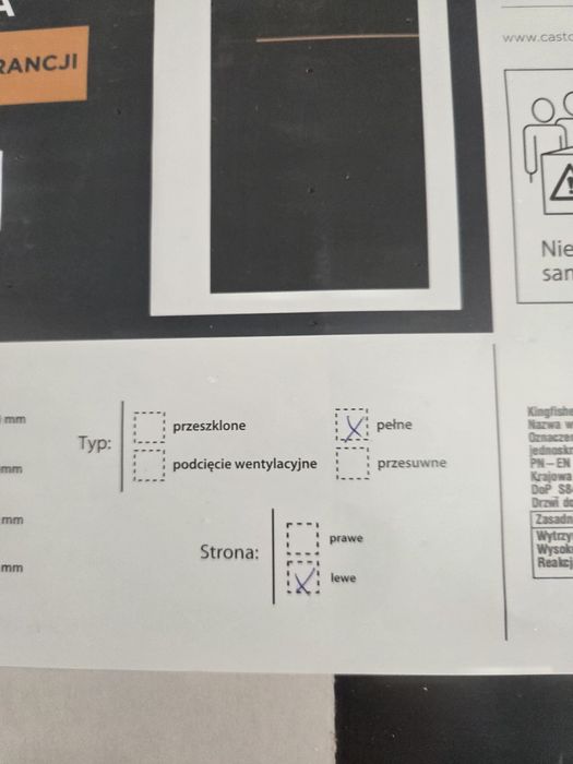 Drzwi 90cm prawe 80cm lewe bezprzylgowe.