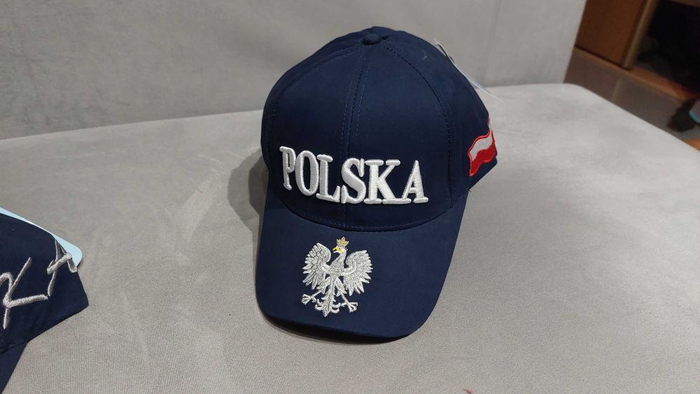 Nowa Czapka z daszkiem Polska granatowa z haftem orła i flagi