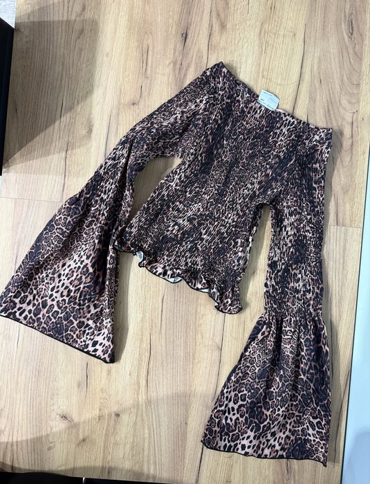 Asos Design bluzka  top panterka rozm. S/M w panterkę szerokie rękawy