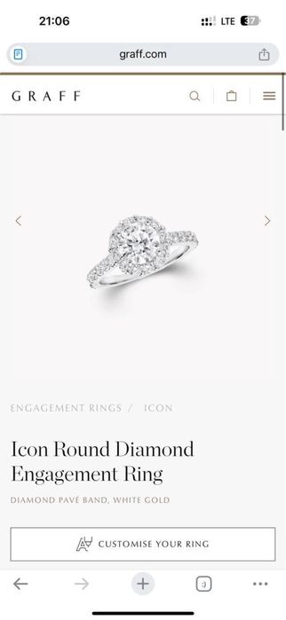 Каблучка в стилі GRAFF Колекція ICON Біле золото