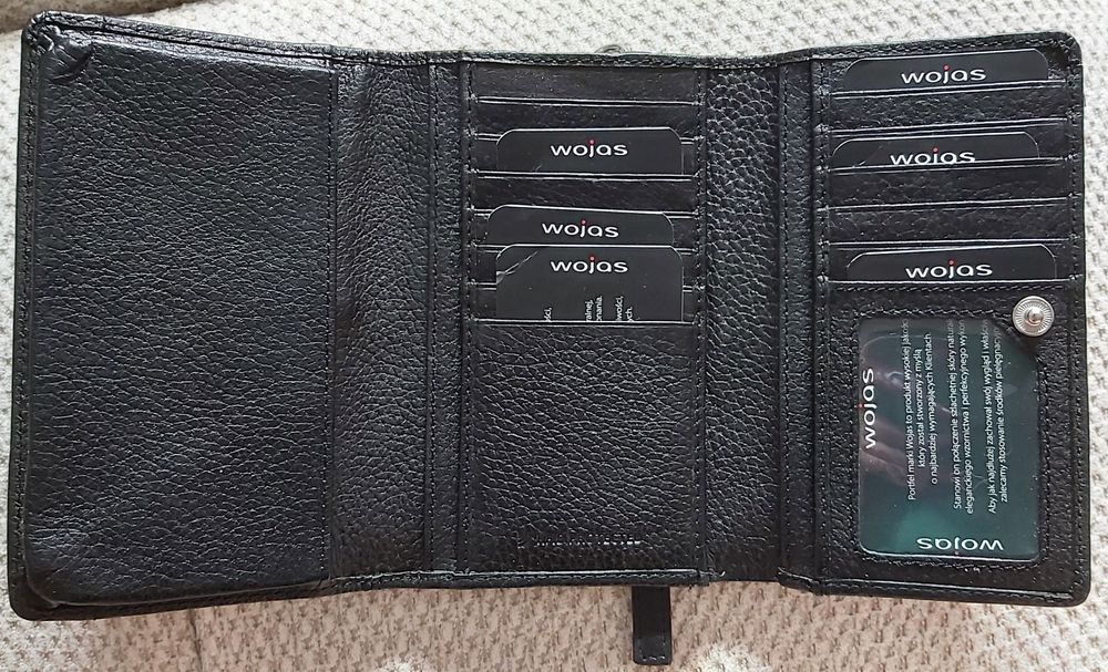 Portfel czarny skórzany, Wojas