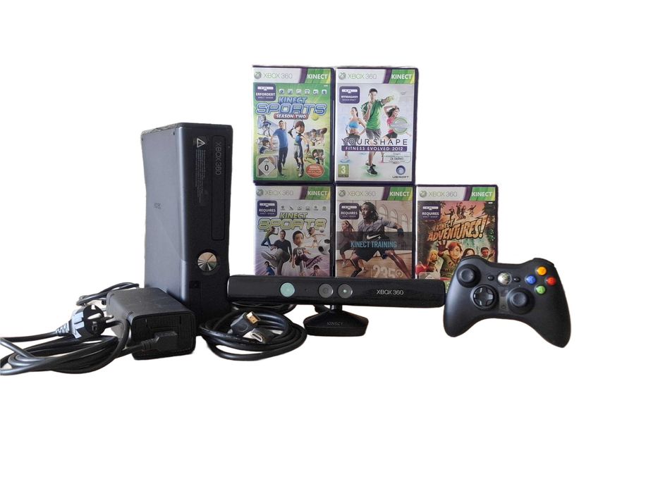 Konsola Xbox 360S z sensorem Kinect i Padem + 5 gier