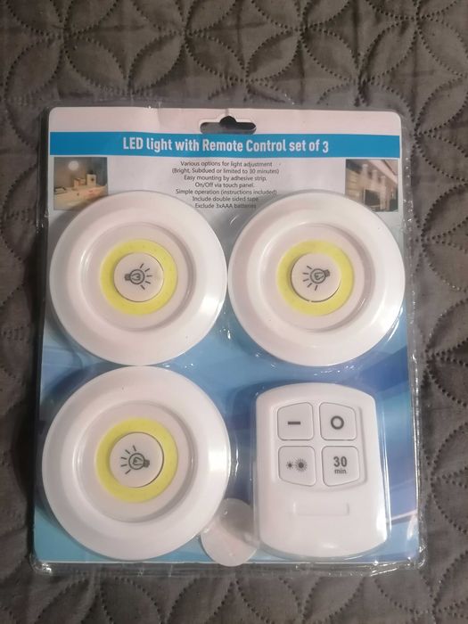 Zestaw 3 lamp LED z pilotem – dotykowe + timer