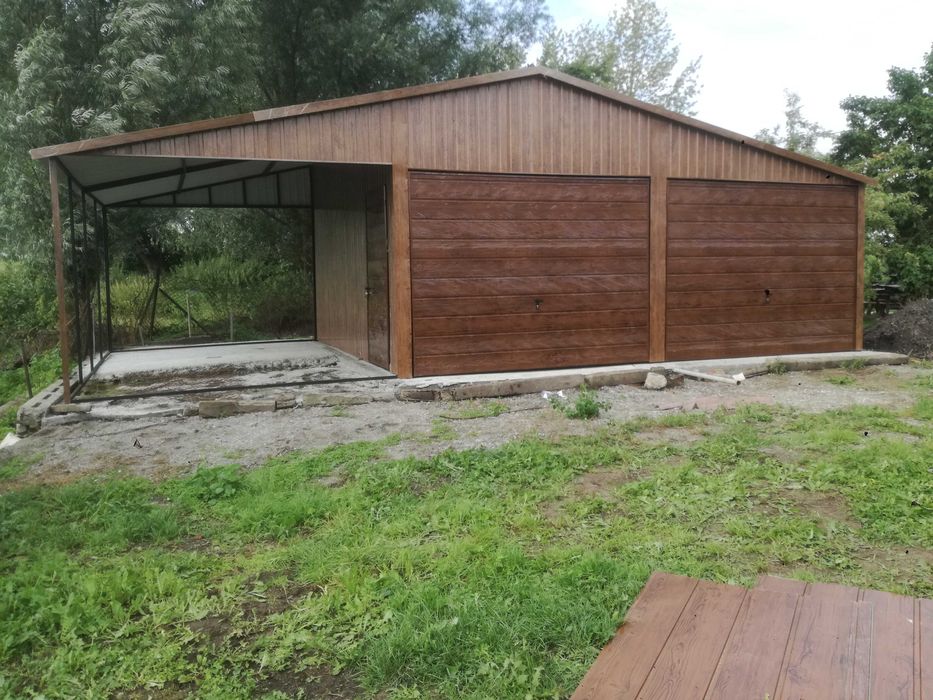 Podwójny Garaż Drewnopodobny 6x5  + Wiata 2x5  w CENIE PROMOCJA!