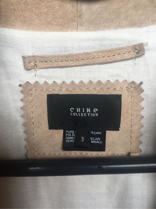 Żakiet beżowy ze skóry zamszowej rozm. S/XS - STAN IDEALNY