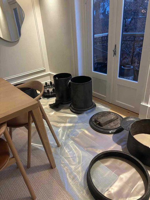 Norweski żeliwny kominek  – Bergens Værk 1886 –oryginał, żeliwo