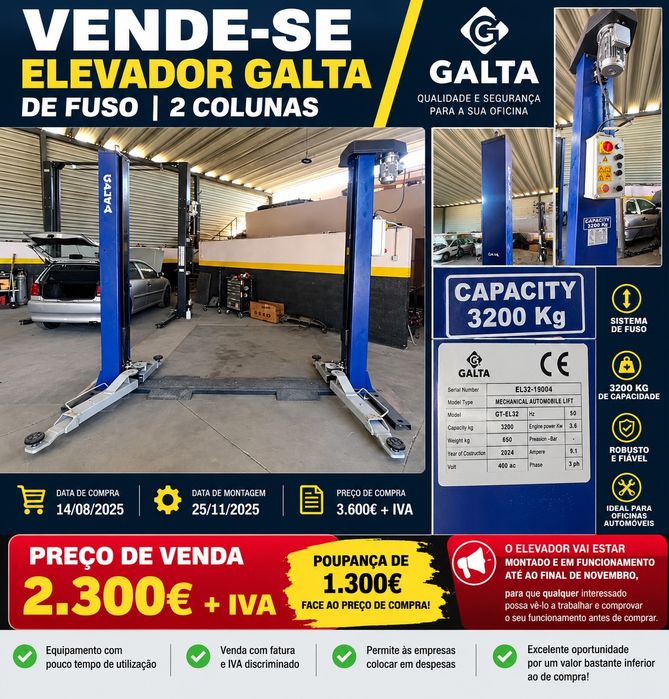 VENDE-SE ELEVADOR GALTA DE FUSO – 2.300€ + IVA