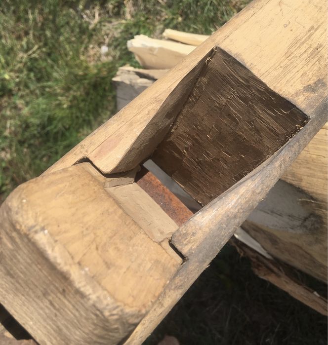 Stary, bardzo duży drewniany strug, hebel ręczny, stolarka vintage nr8