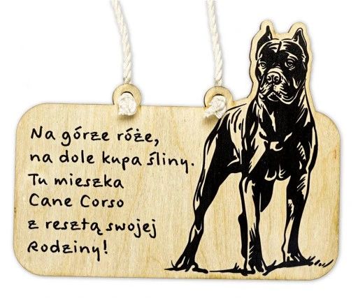 śmieszna tabliczka z wizerunkiem cane corso