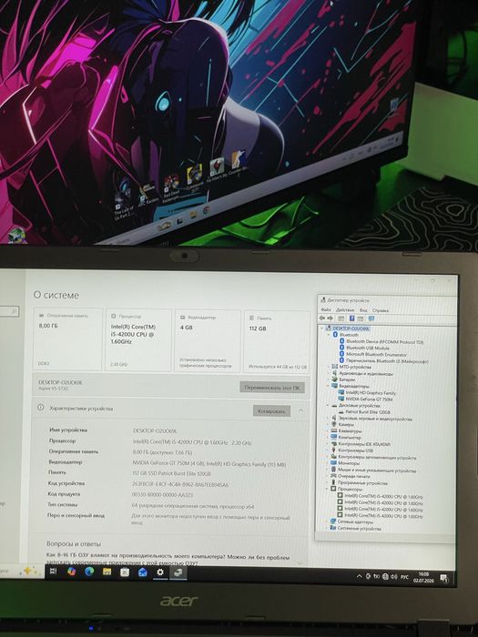 Топ-ноутбук Acer Aspire / FHD IPS / i5 / GT 750M (4GB) / SSD