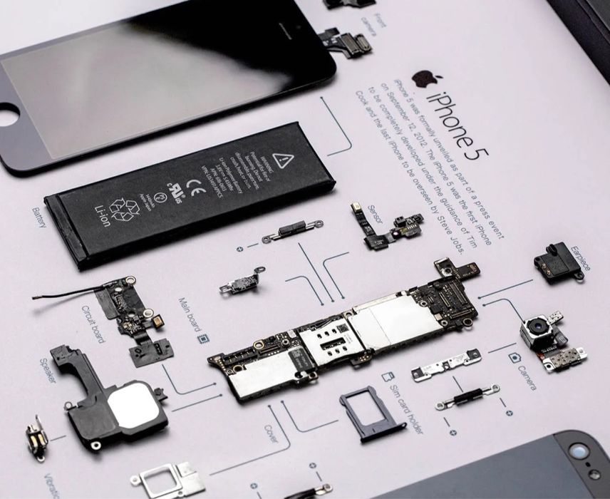 Apple iPhone 5 w częściach – designerski obraz w ramce - Gridstudio