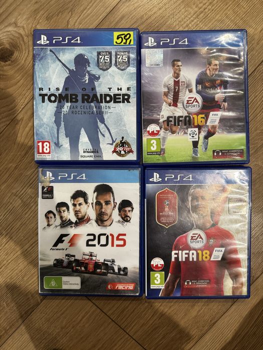 Sprzdam gry ps4 tomb raider, fifa 16, fifa 18 f1 2015