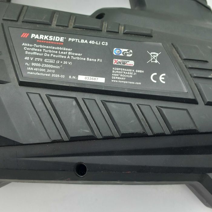 Dmuchawa akumulatorowa Parkside PPTLBA 40 Li C3 z 2x aku 4.0 Ah