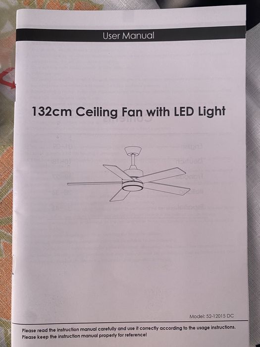 Nowa lampa z wentylatorem sufitowym LED 132cm (Model 52-12015 DC) – komplet