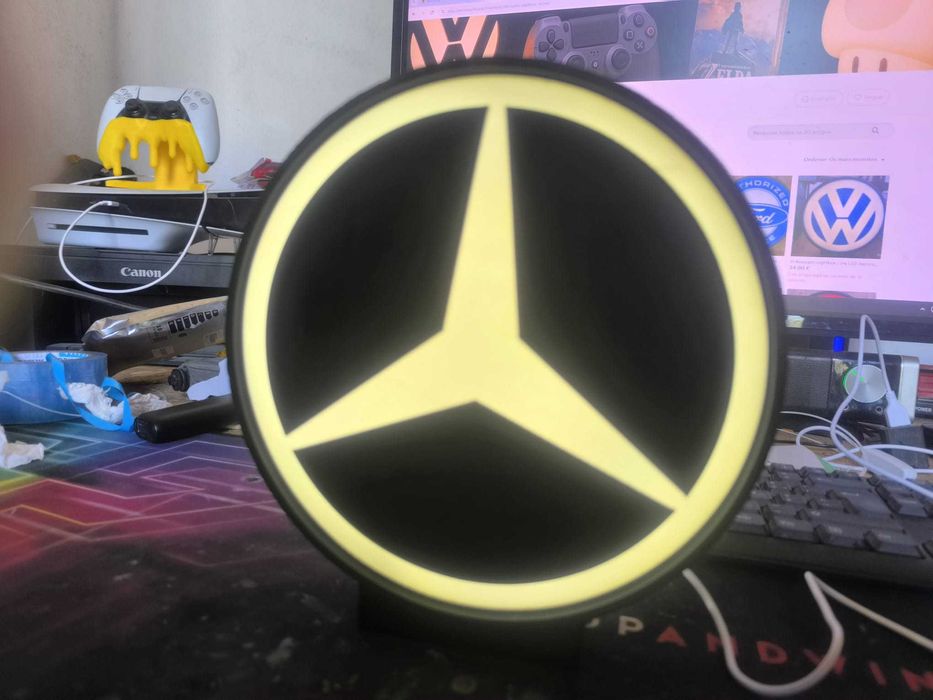 Lightbox Luminaria decorativa Mercedes-Benz logo moderno