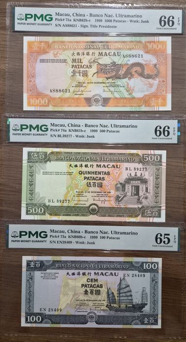 Lote notas macau banco ultramarino