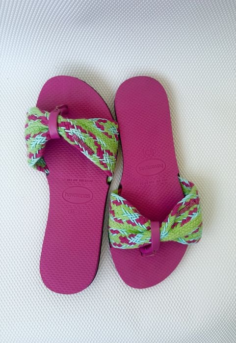 Havaianas Klapki japonki różowe z kokardą plecionką 35-36