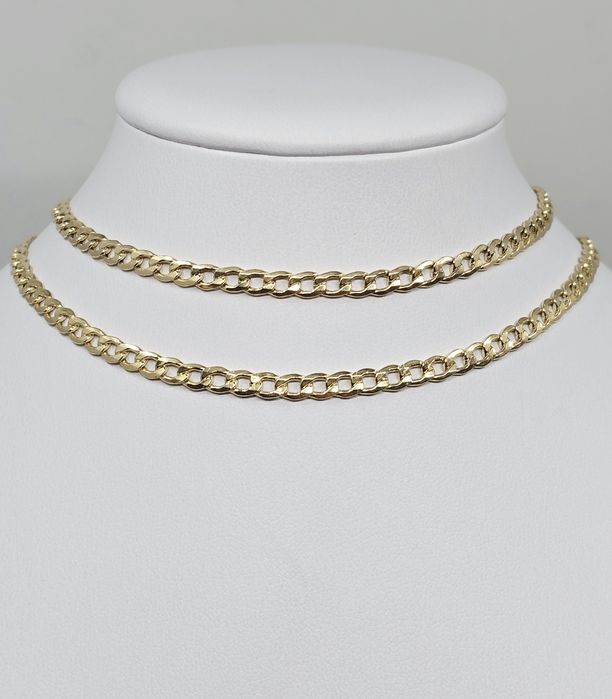 Złoty łańcuszek splot pancerka dmuchany próba 585 14k waga 6.44