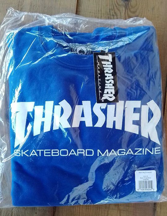Sweatshirt Thrasher Magazine, tamanho M, cor: Royal Blue.