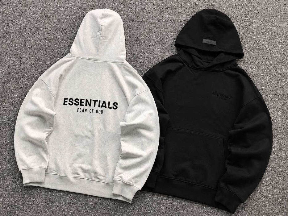 Худі FOG Essentials | худи Fear of God | чорне сіре худи фог есеншел | унісекс чоловіче жіноче | преміум худі з велюровим написом на спині